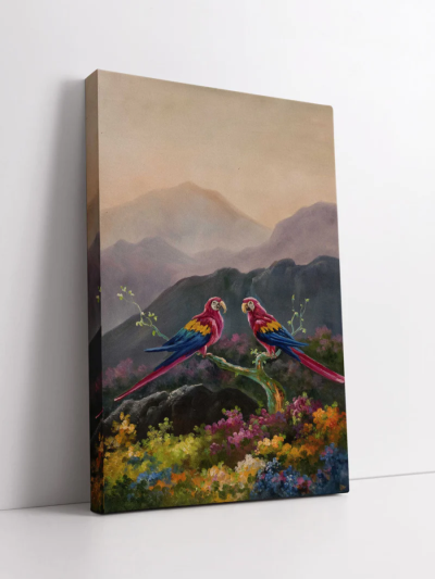 Couple Of Parrots Handmade Oil Painting