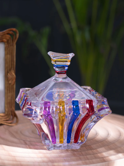 Rainbow Crystal Glass Candy Jar