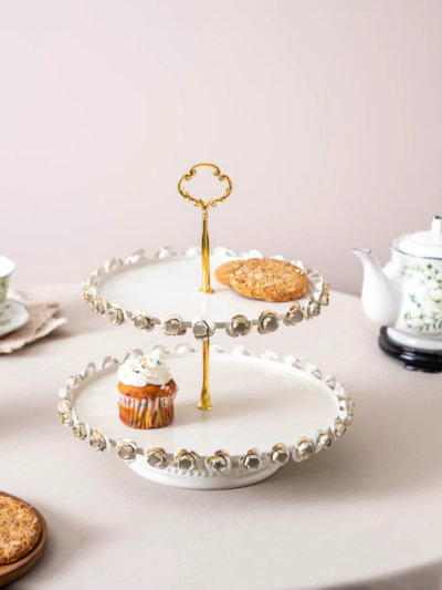 Roselace Tier Cake Stand  Beige