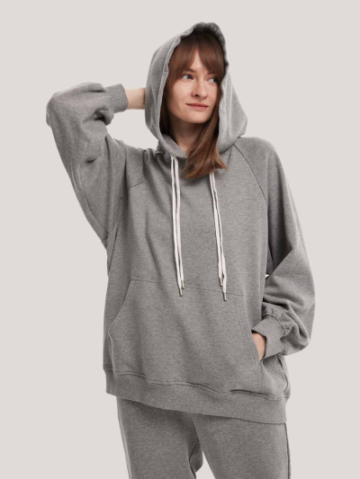 Drawstring Raglan-Sleeved 100% Cotton Hoodie