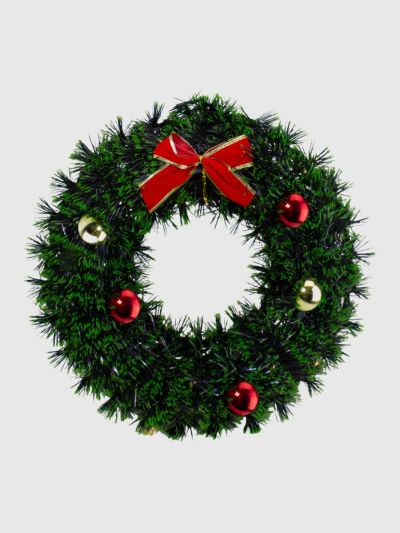 Inch Green Tinsel Artificial Christmas Wreath with Bow