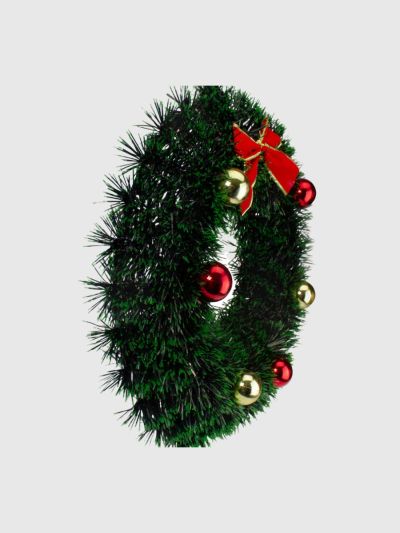 Inch Green Tinsel Artificial Christmas Wreath with Bow