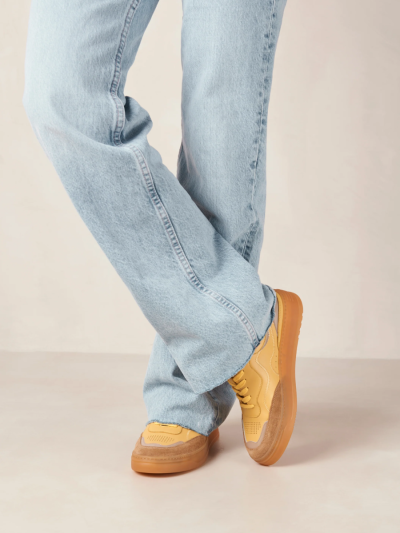 Yellow and Grey Leather Sneakers